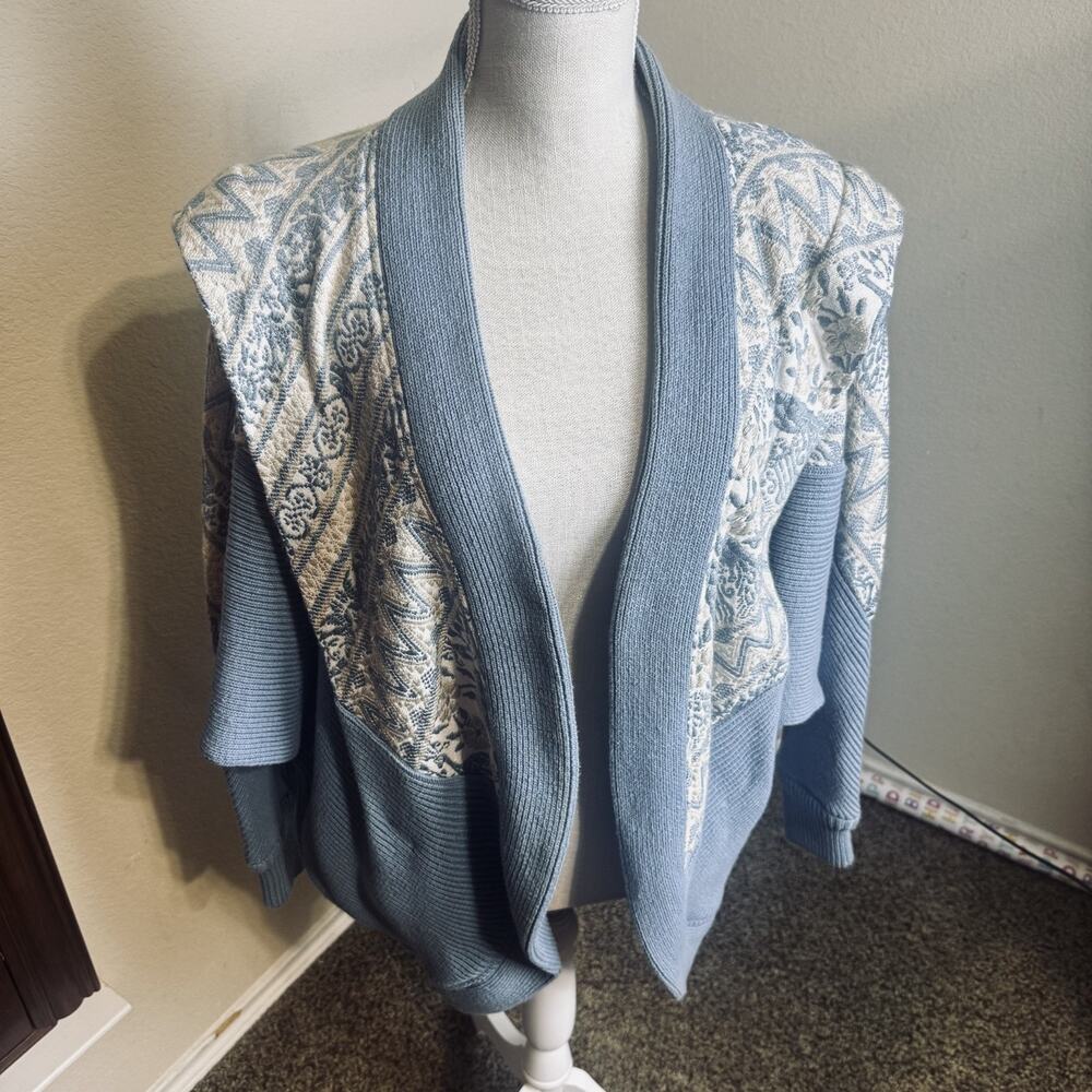 Vintage Dona Cristina Hand Woven Artwear knit sweater Guatemala light blue sz L